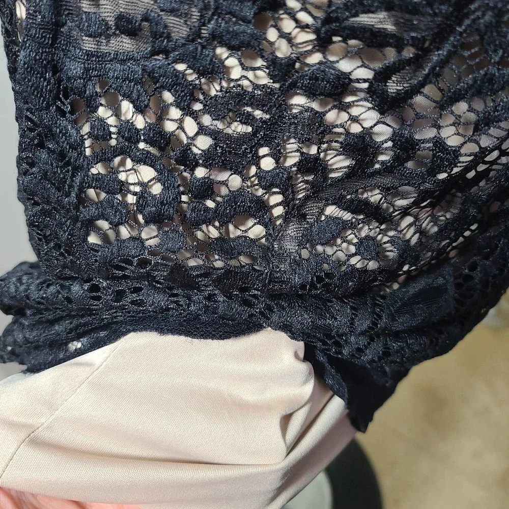 Love fast live hard lace black dress key hole sleeveless sz L - Picture 5 of 8